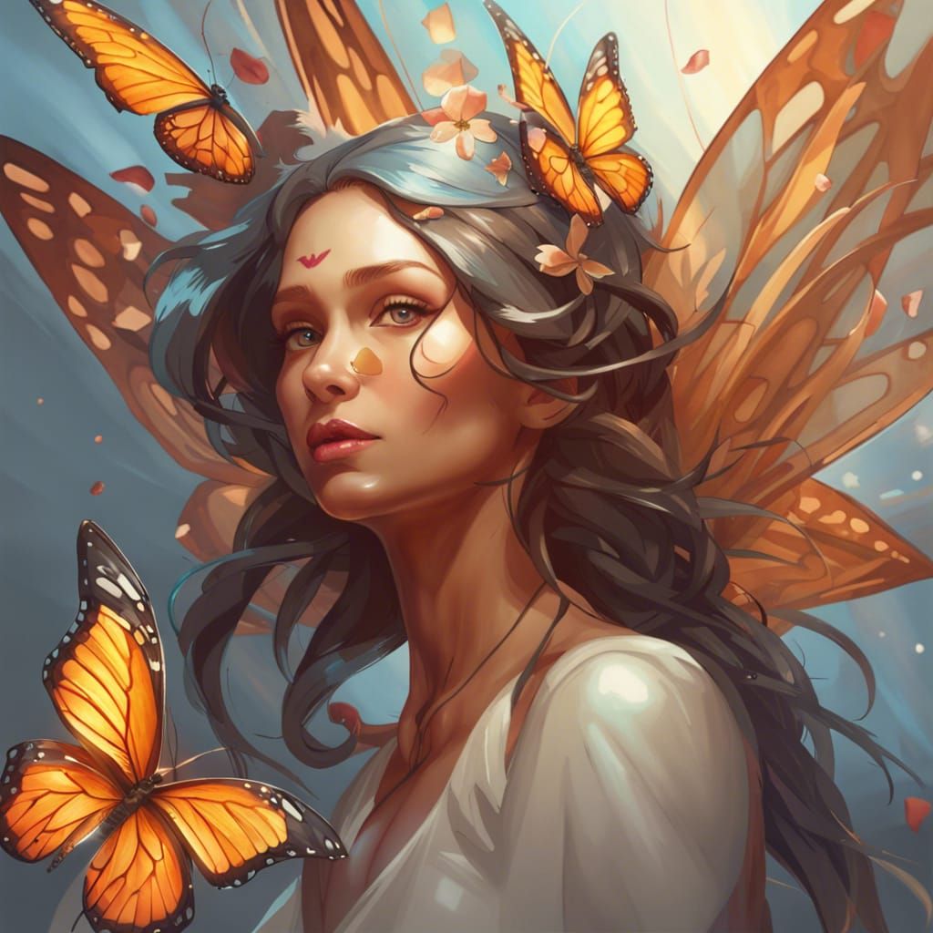 Butterfly Woman Portrait in Dynamic Lighting