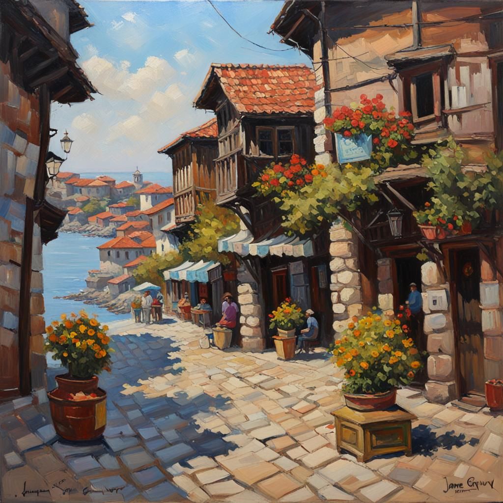 Sozopol Old Town: Oil Painting by James Gurney