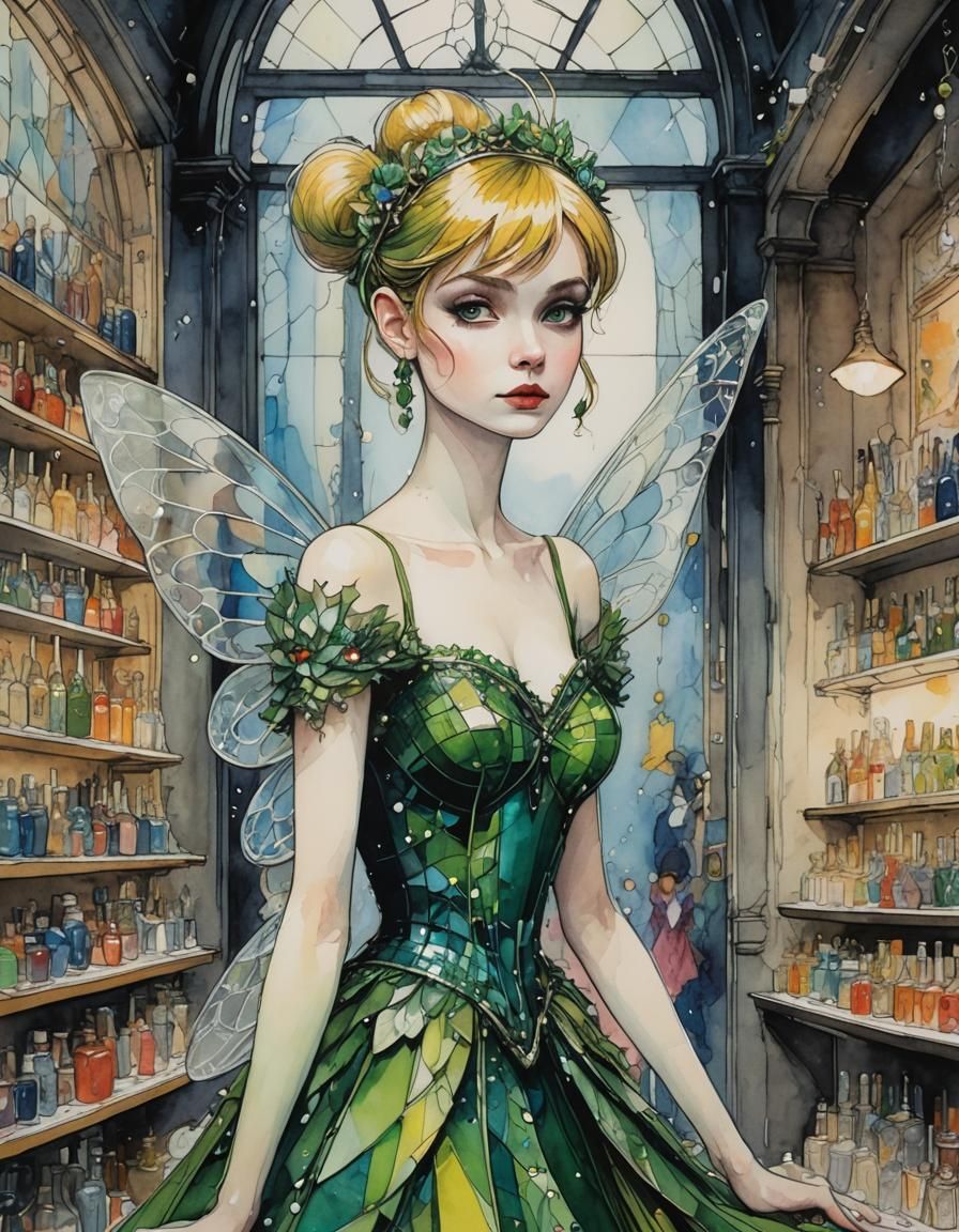 Tinkerbell in Fashion Shop, Evocative Art Style