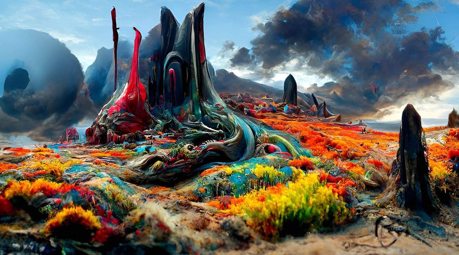 Surreal Alien Landscape in a Sci-Fi Horror Style
