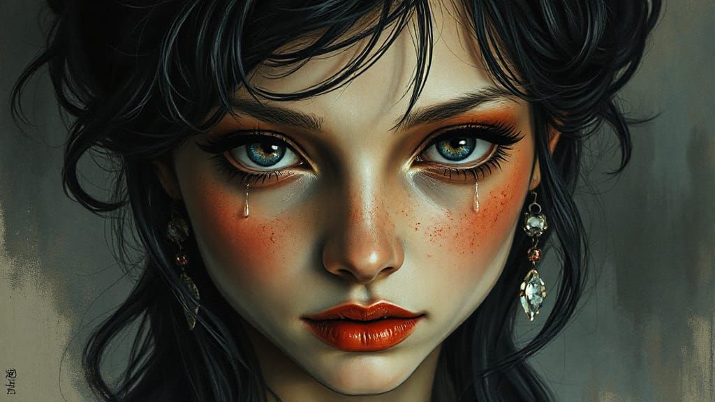 Maximalist Retro-Futuristic Scene in Watercolor and Ink