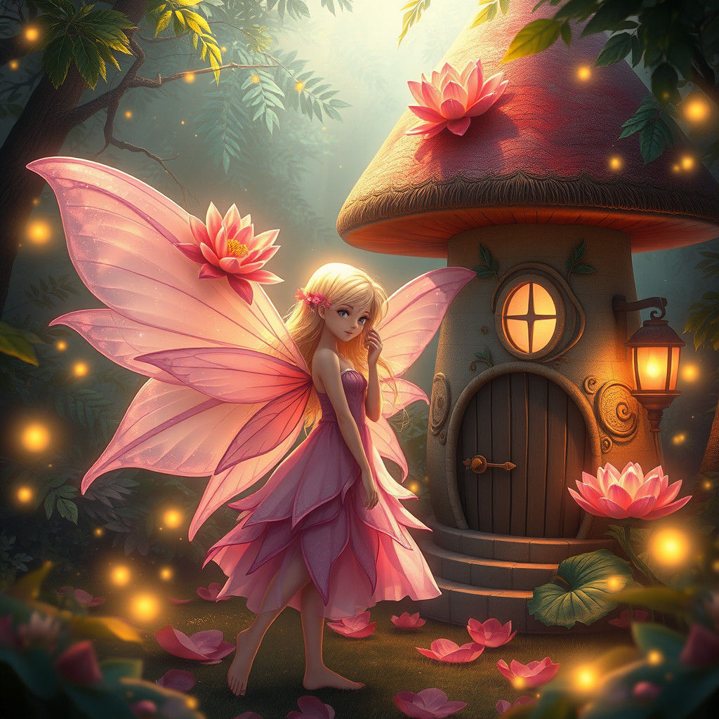 Enchanting Pink Fairy in Mystical Forest