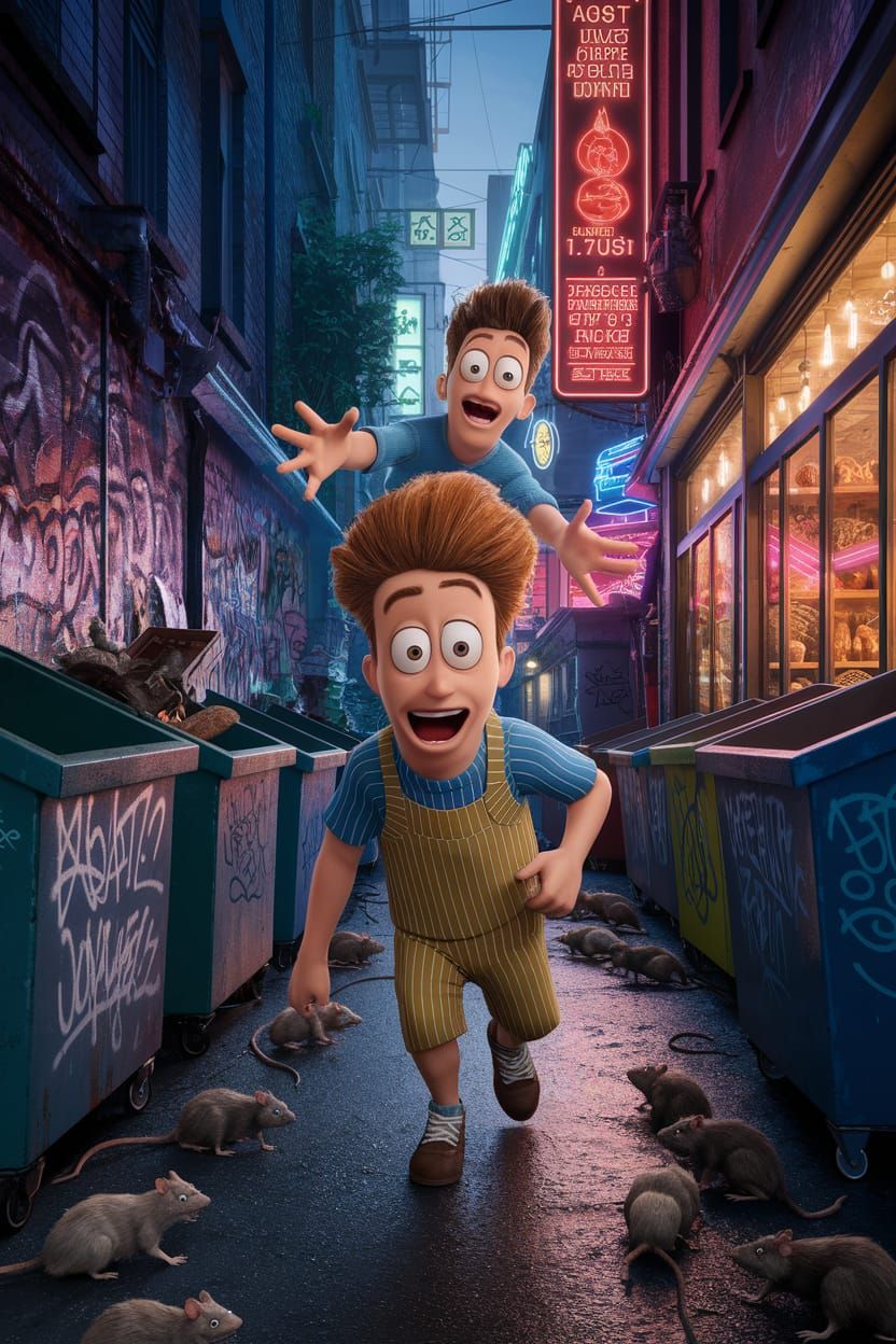 Ratatouille Heroes in a Gritty Urban Alleyway
