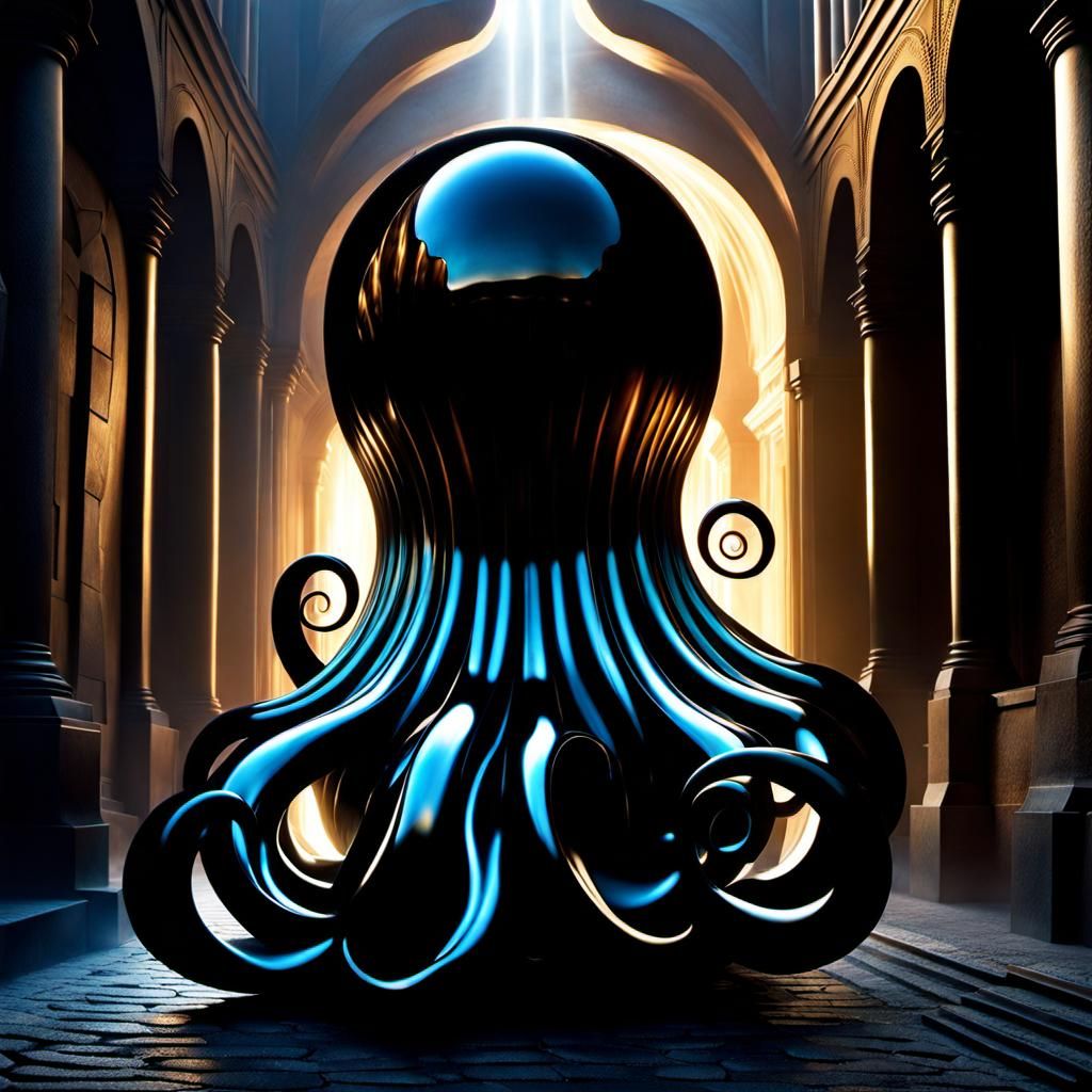 Ethereal Obsidian Tendrils in a Magical Alley