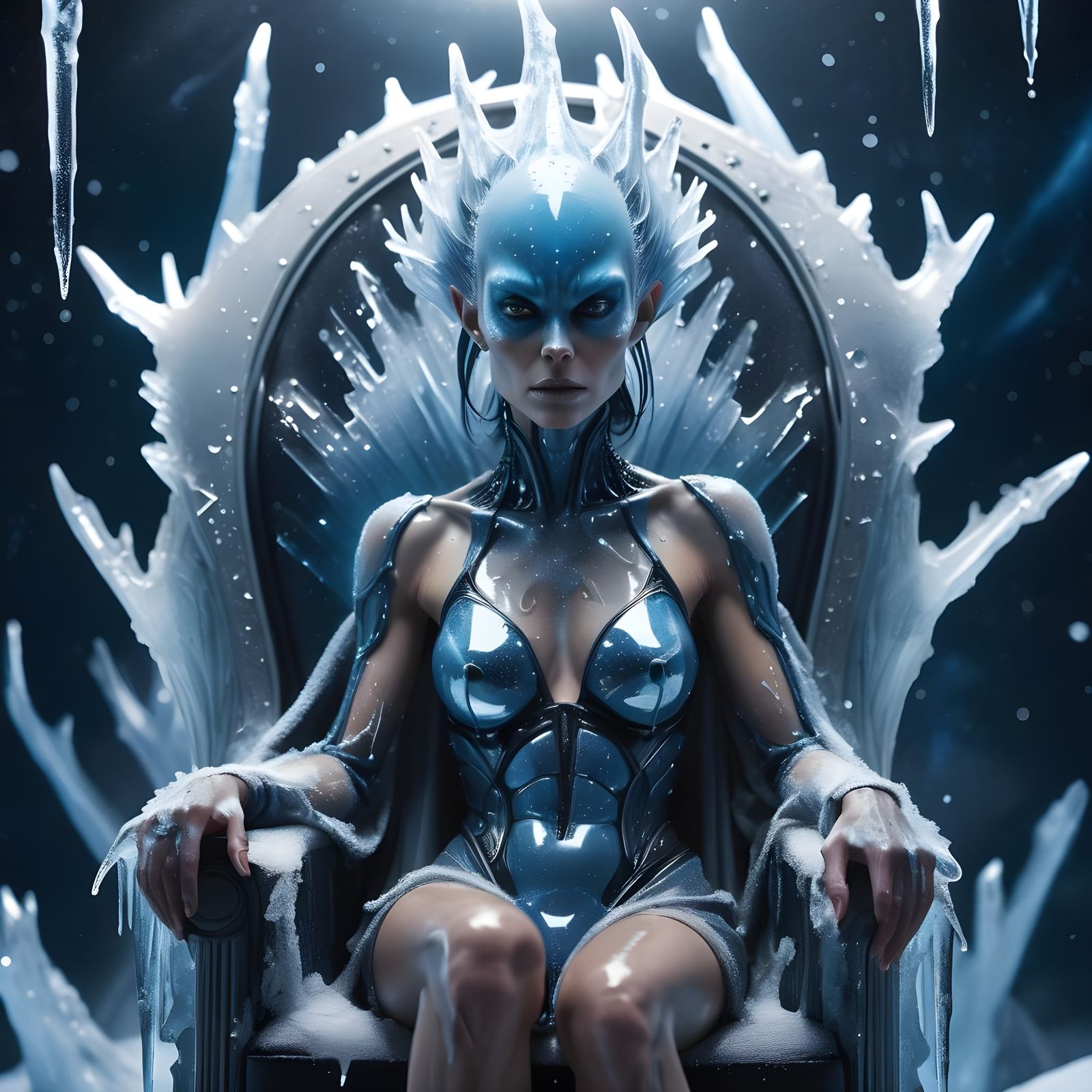 Sci-Fi Ice Villain Portrait in Space