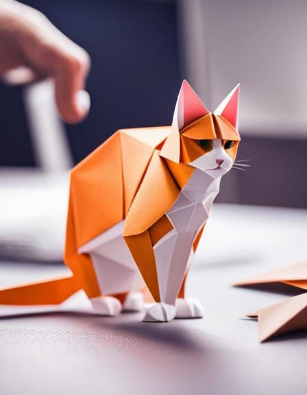 Origami Cat Papercraft in 8K Resolution
