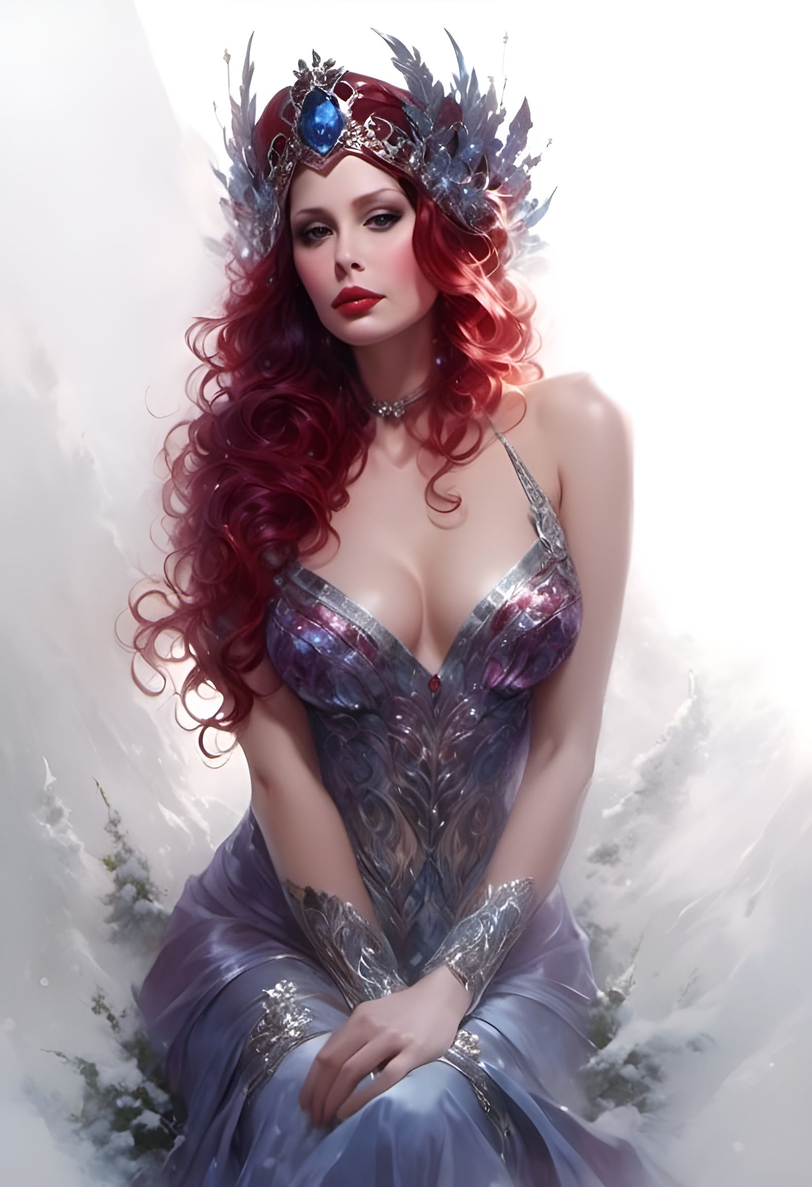 Gorgeous Winter Queen Portrait in Fantasy Art Style