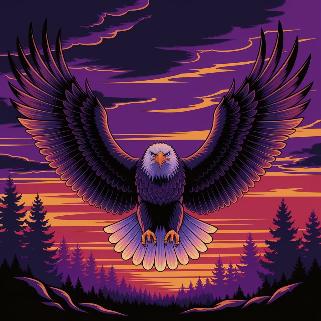 Majestic Eagle soars in Vibrant Sunset