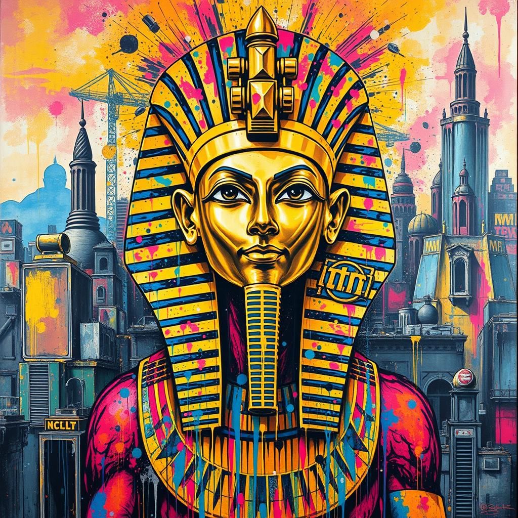 Amenhotep III in Urban Graffiti Art Style