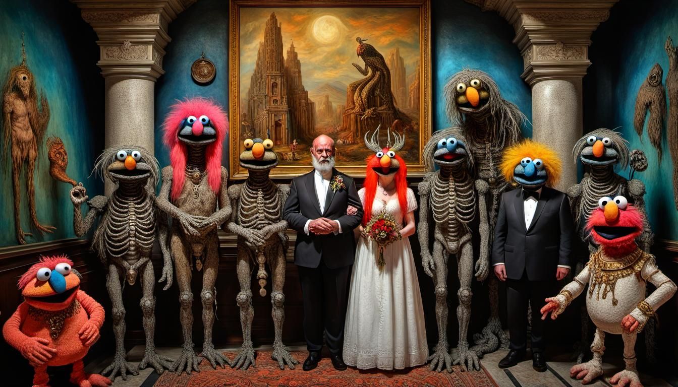 Surreal Wedding in Cryptid Vatican: Digital Painting