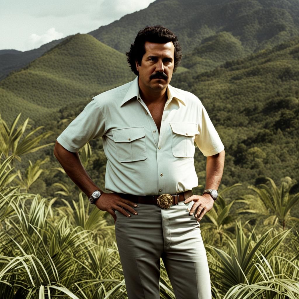 Pablo Escobar on a Mountain of Money