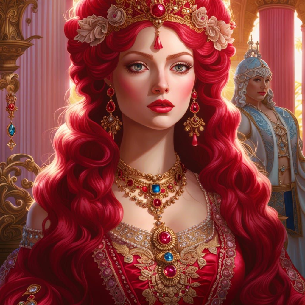 Rococo Portrait of Rose Red, Fairytale Princess