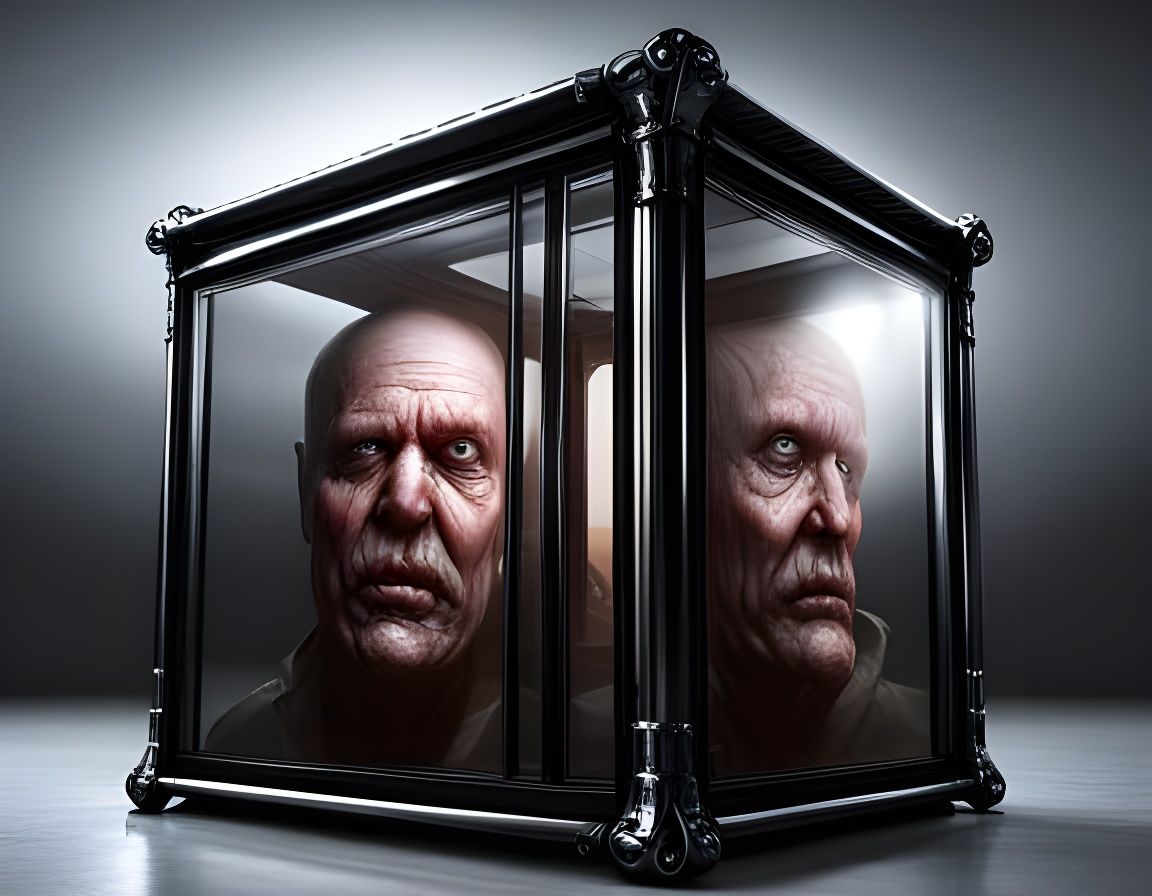 Realistic Glass Box Containing Hellscape