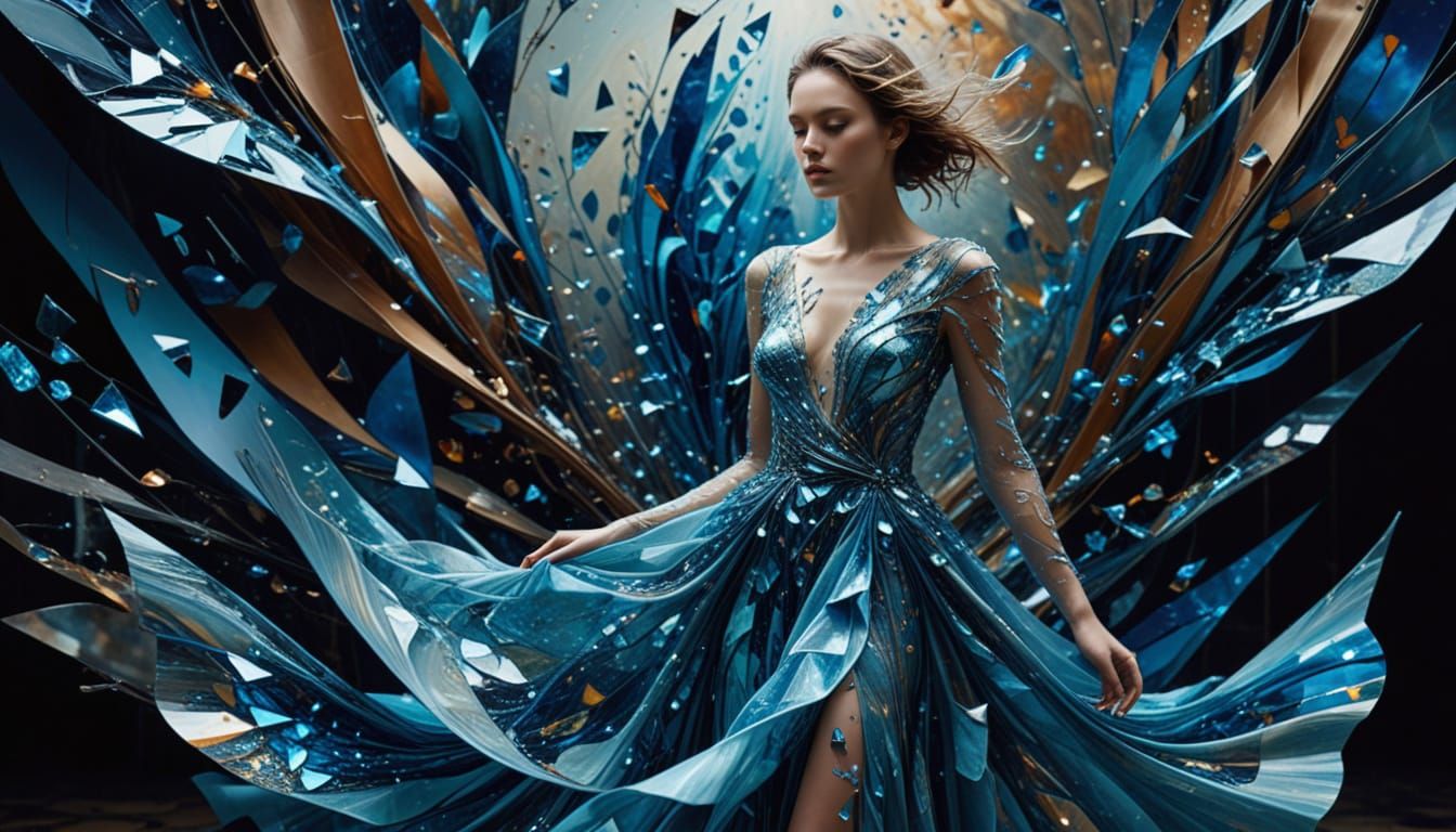 Avant-Garde Glass Dress in Surrealist Eco-Fashion