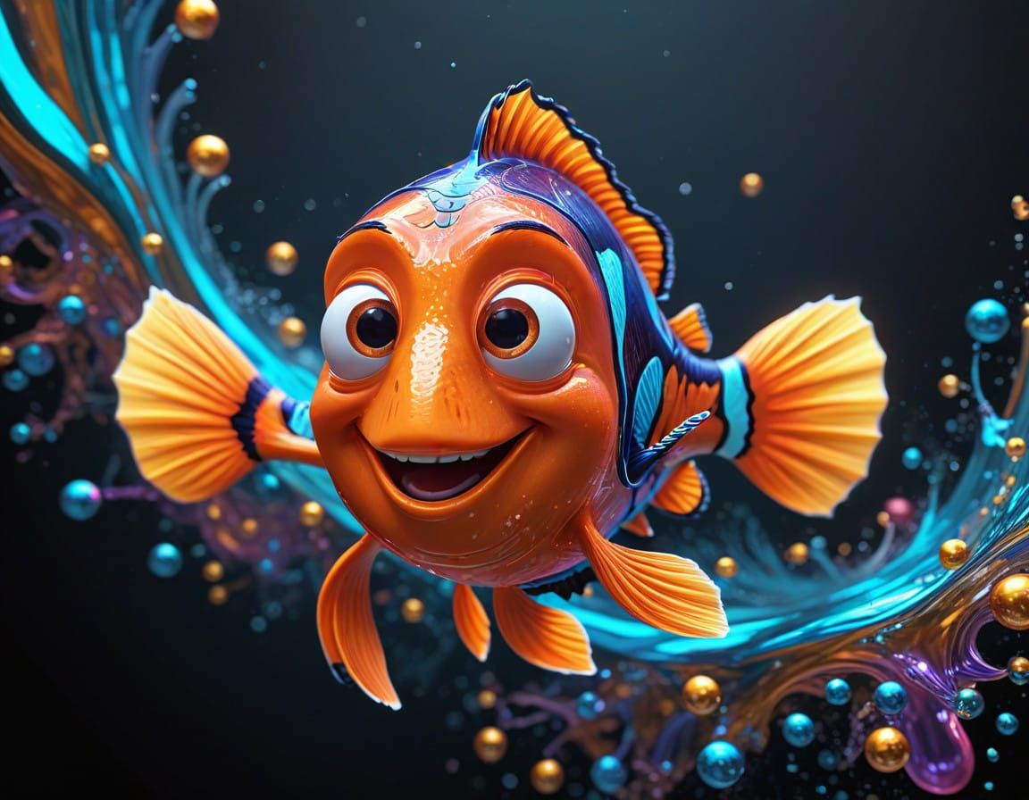 Vibrant Candyland Nemo Leaps with Whimsical Sparkle