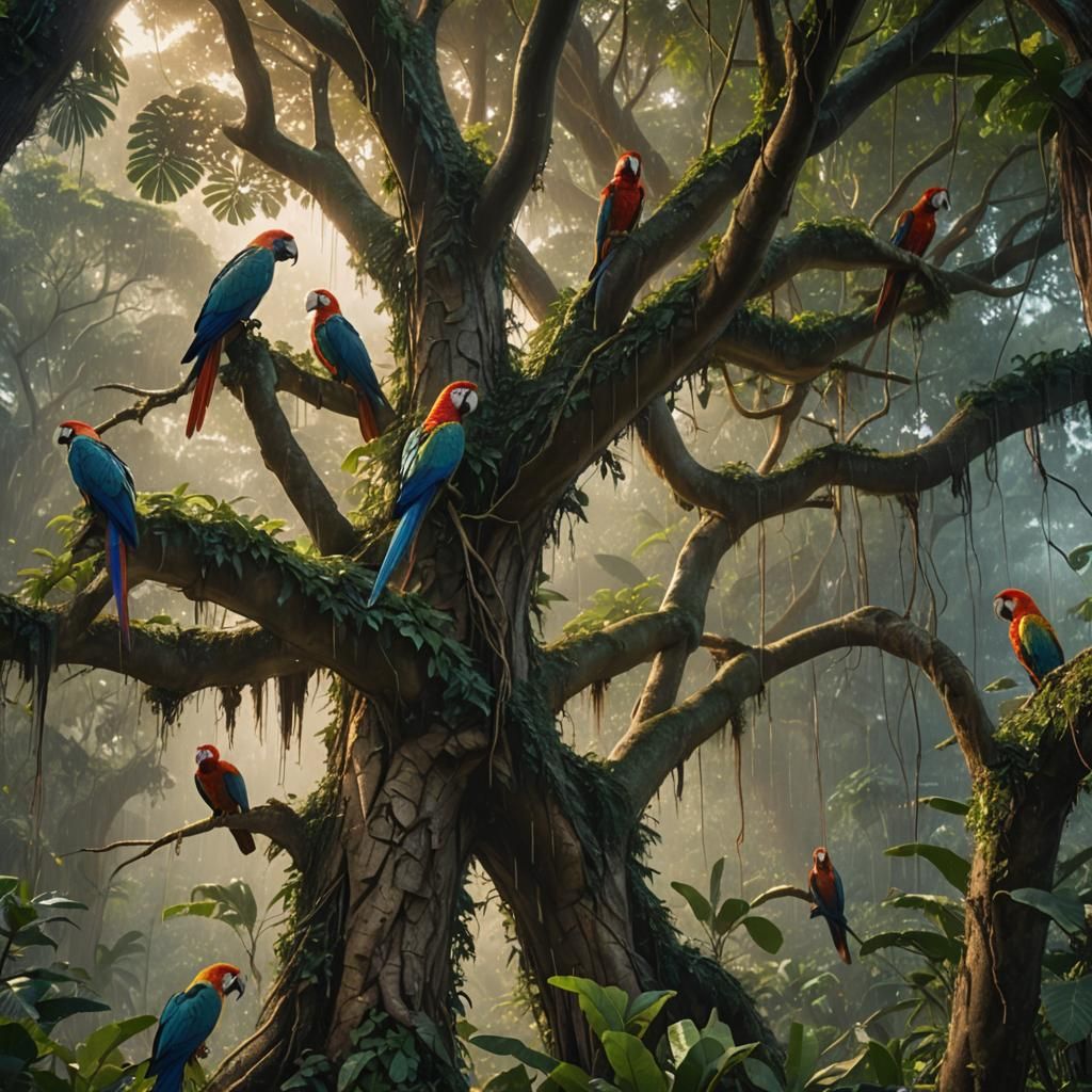 Amazon Rainforest Kapok Tree in Golden Light