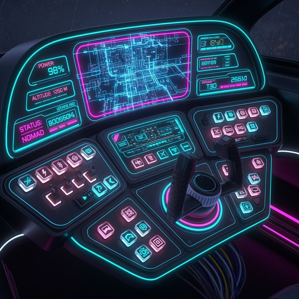 Futuristic Neon Dashboard in Synthwave Style