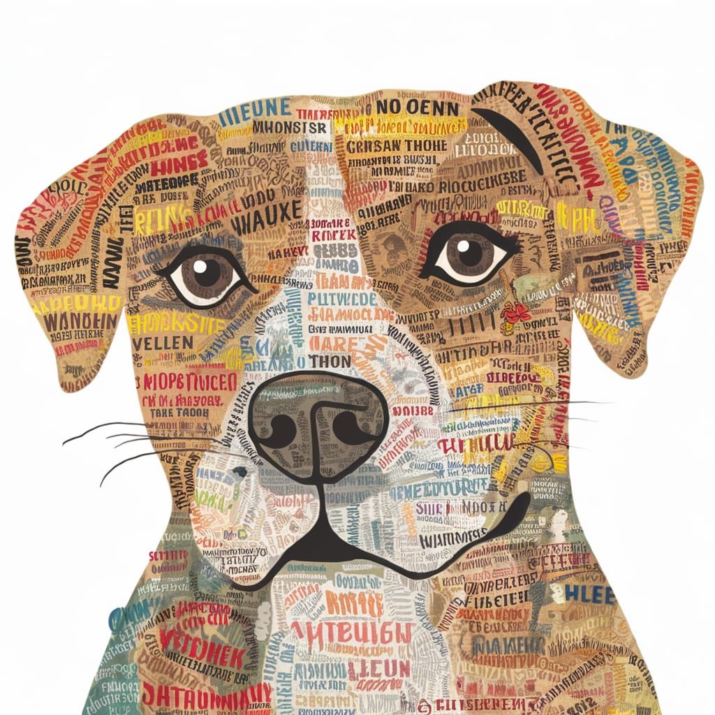 Distressed Cartoon Dog Watermark Mosaic