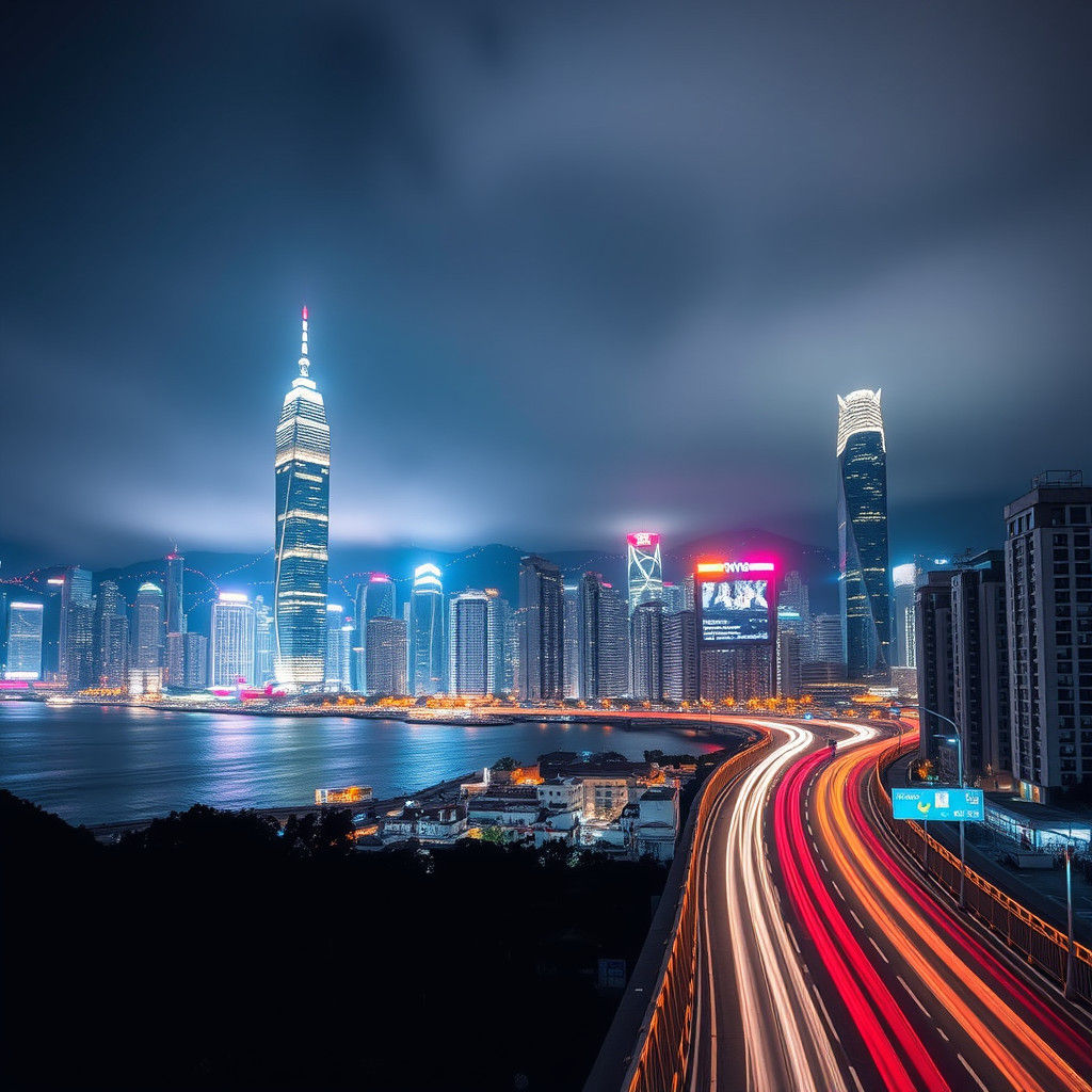 Hong Kong's Neon Skyline at Night