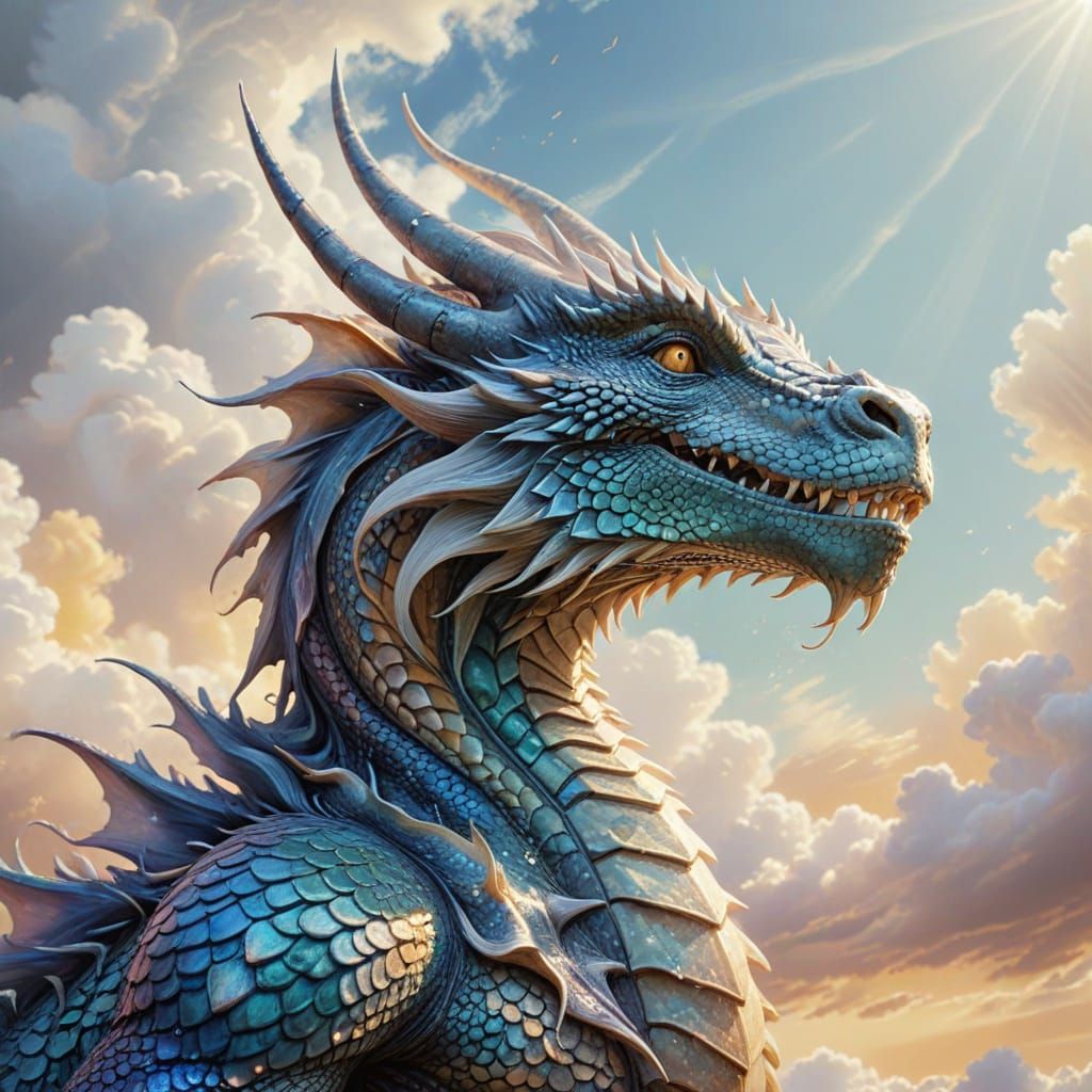 Realistic Ink Drawing of a Friendly Dragon