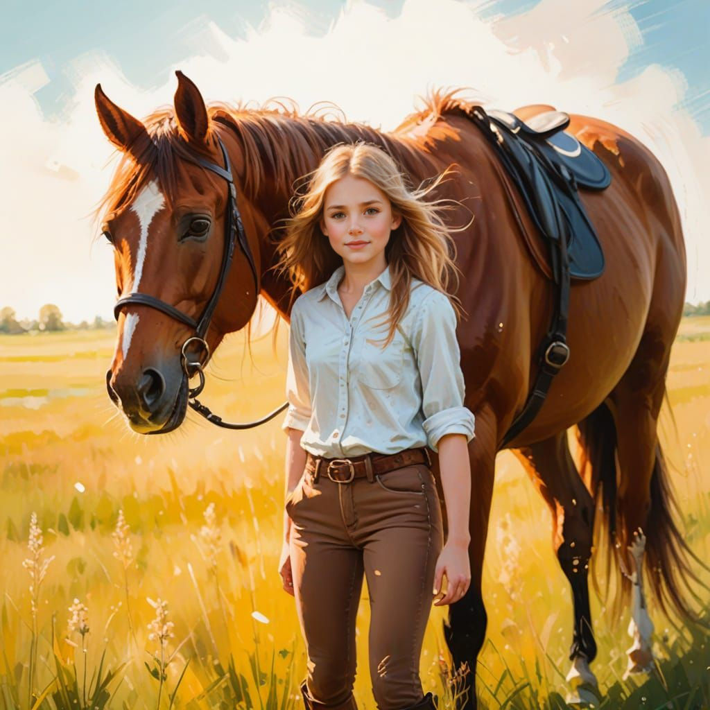 Equestrian Portrait of a Young Girl