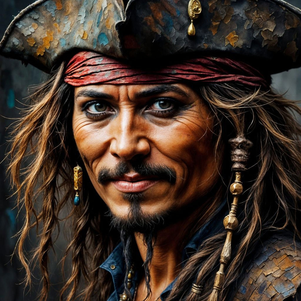 Johnny Depp as Jack Sparrow in Grungy Smokey Portrait