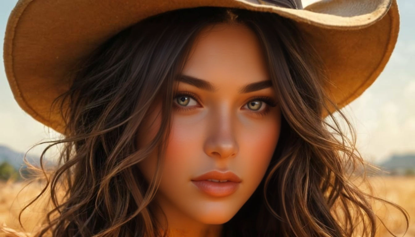Hyper-Realistic Portrait of a Woman in Cowboy Hat