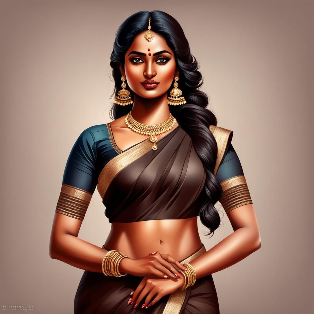 Beautiful Realistic Tamil Indian Woman Portrait