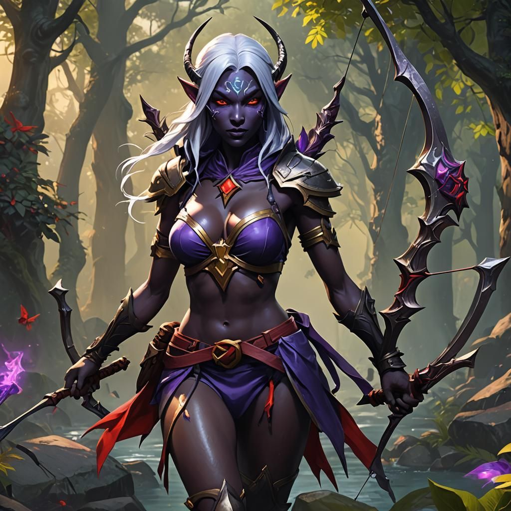DOTA 2 Drow Ranger: Dark Fantasy Art