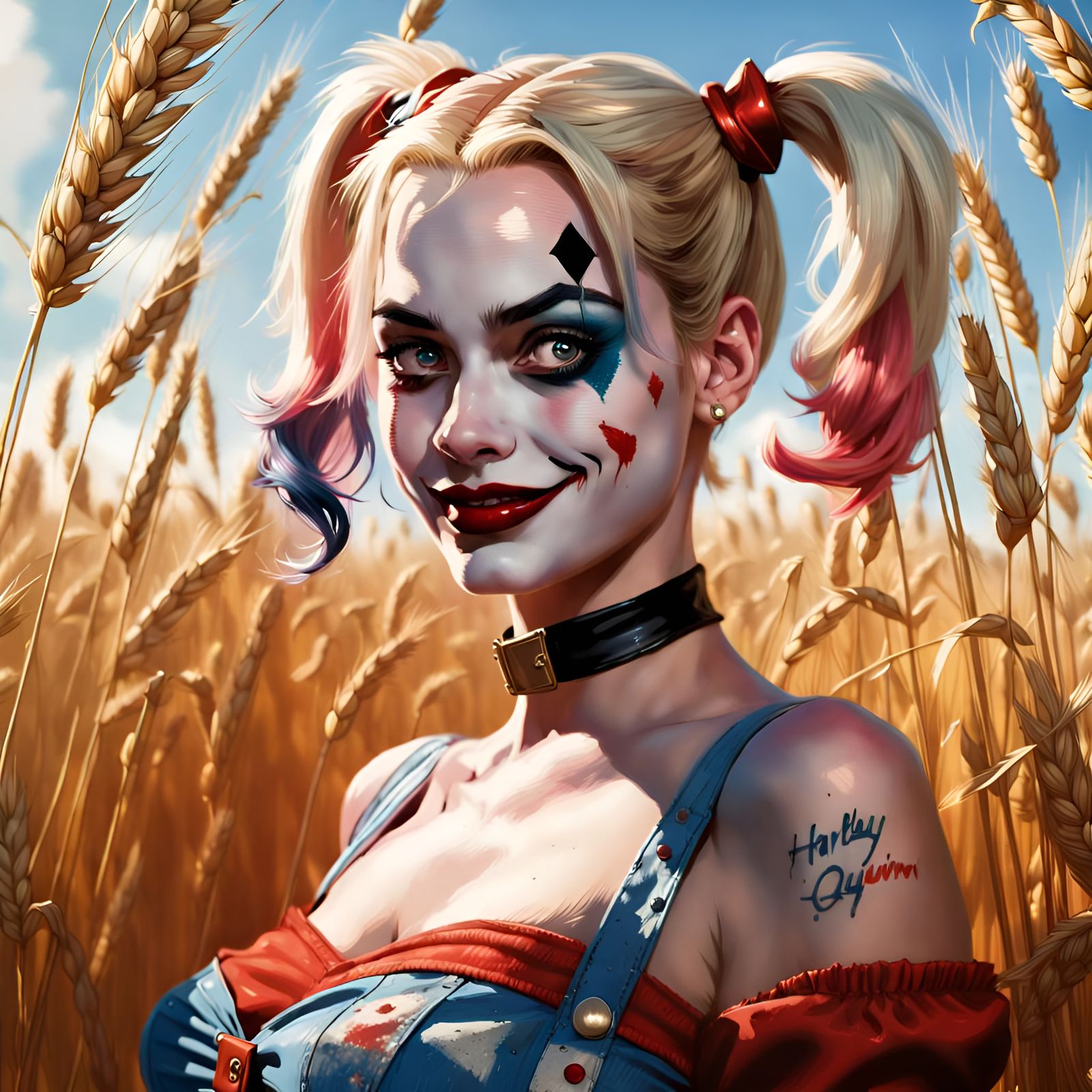 Harley Quinn Portrait in Pin-Up Style