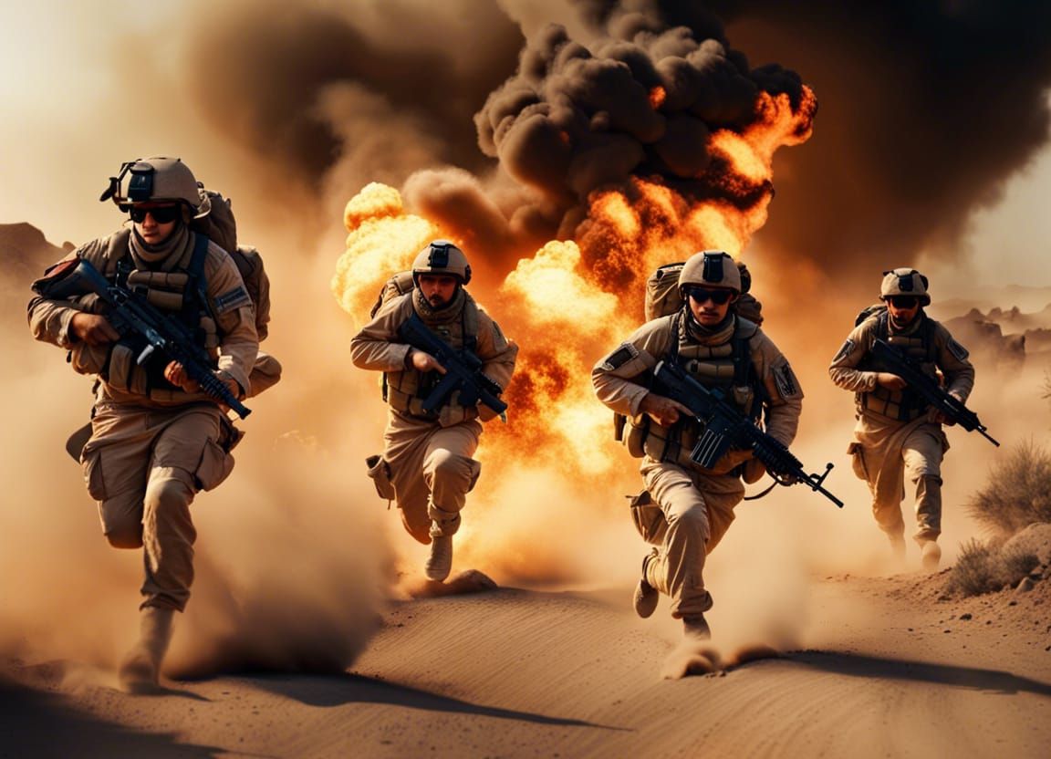 US Infantry Squad in Kandahar at Night