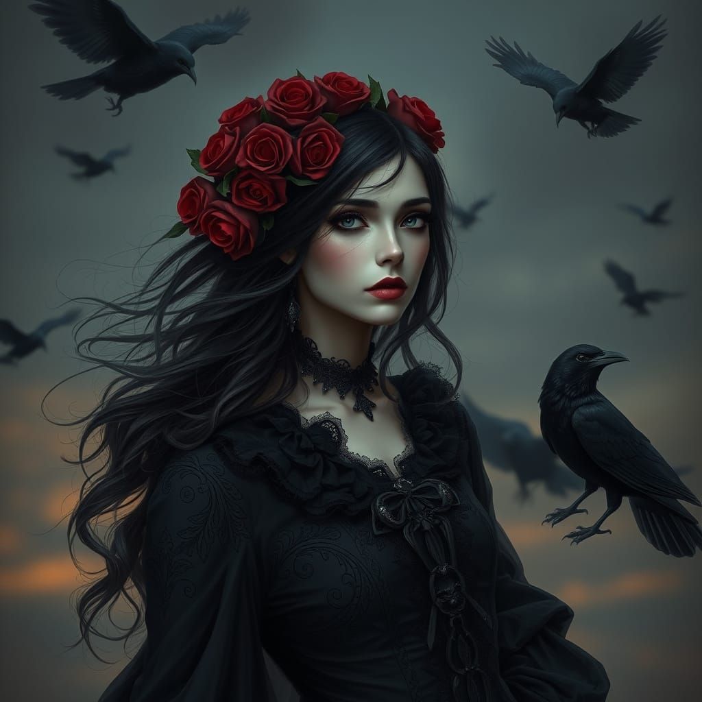 Gothic Goddess in Dark Fantasy Style