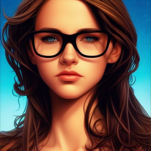 Young Woman Portrait in Comic Book Art Style