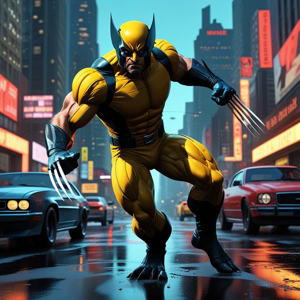 Wolverine in Dynamic Bauhaus-Inspired Screen Print