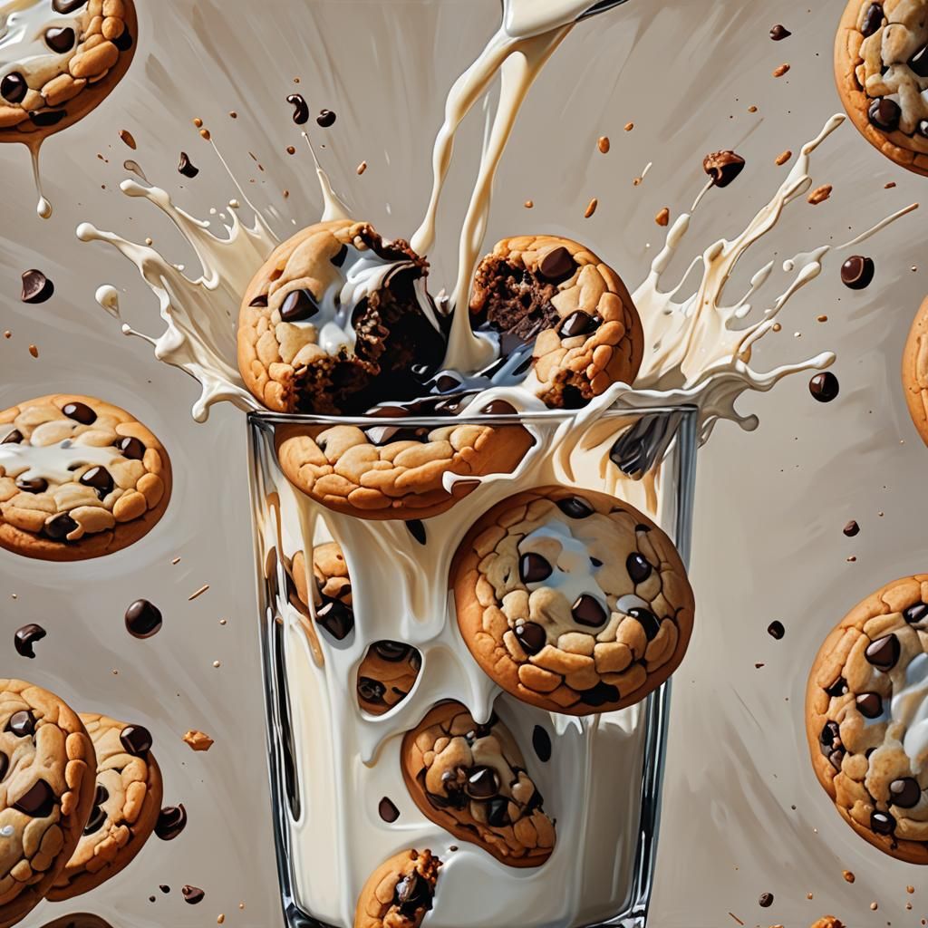 Chocolate Chip Cookie Explosion: An Oil Painting