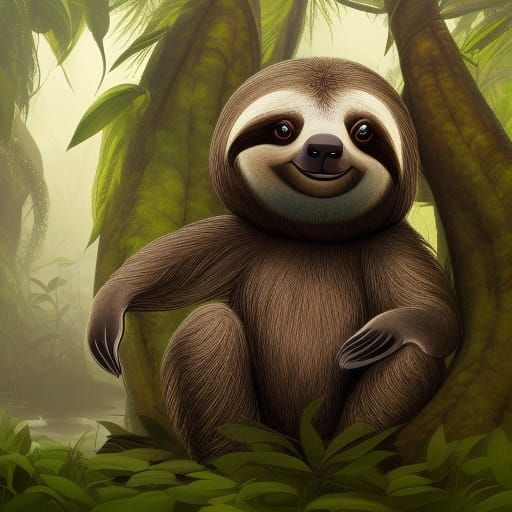 Cute Swamp Beast Reaching for Branch: Detailed Matte Paintin...