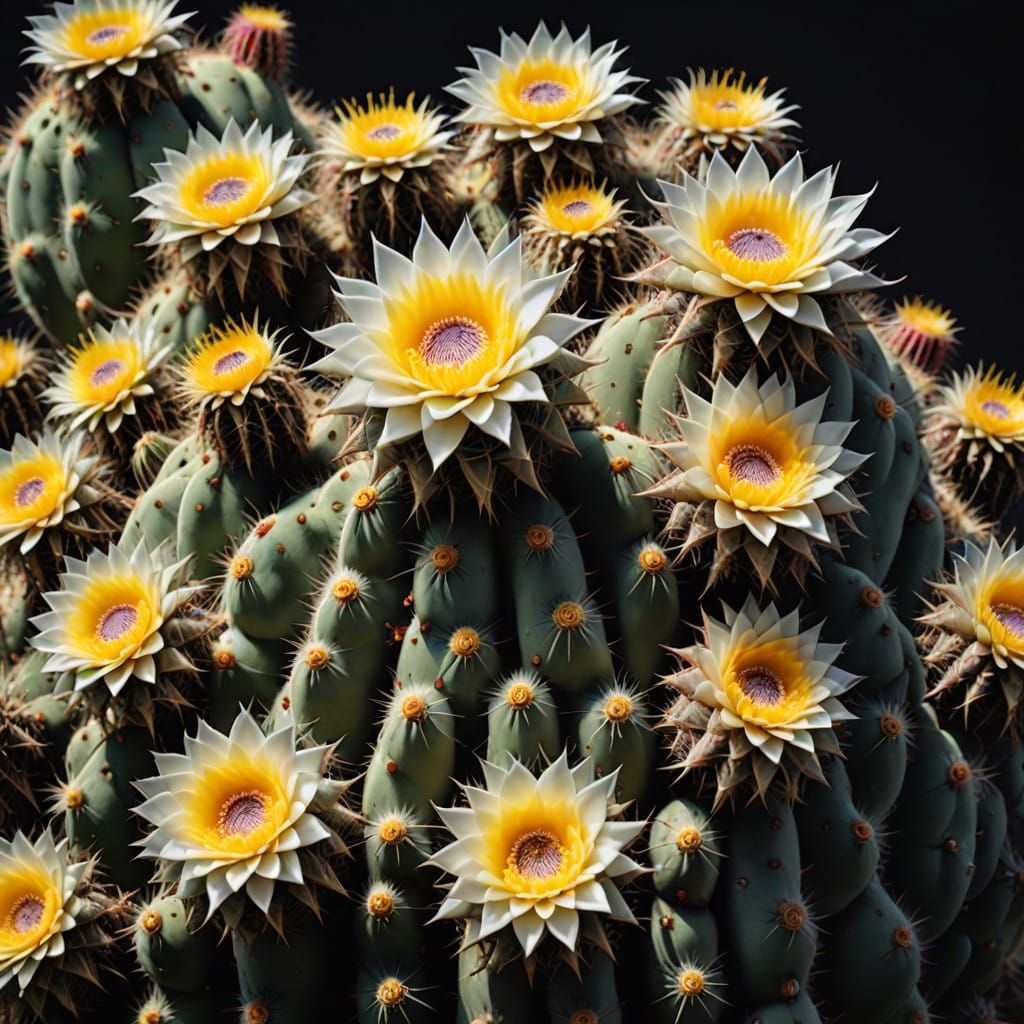 Vibrant Cactus Flowers in Dreamlike Surrealist Style