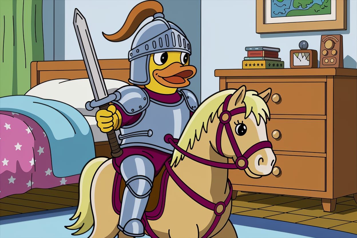 Quacking Knight in Suit of Armour