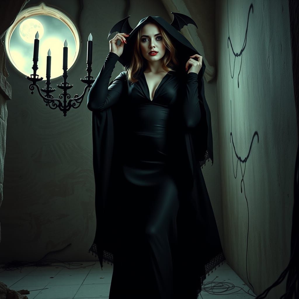 Seductive Vampire Countess in Gothic Elegance