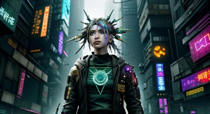 Biopunk Cyberpunk Goddess in HDR Vibrance
