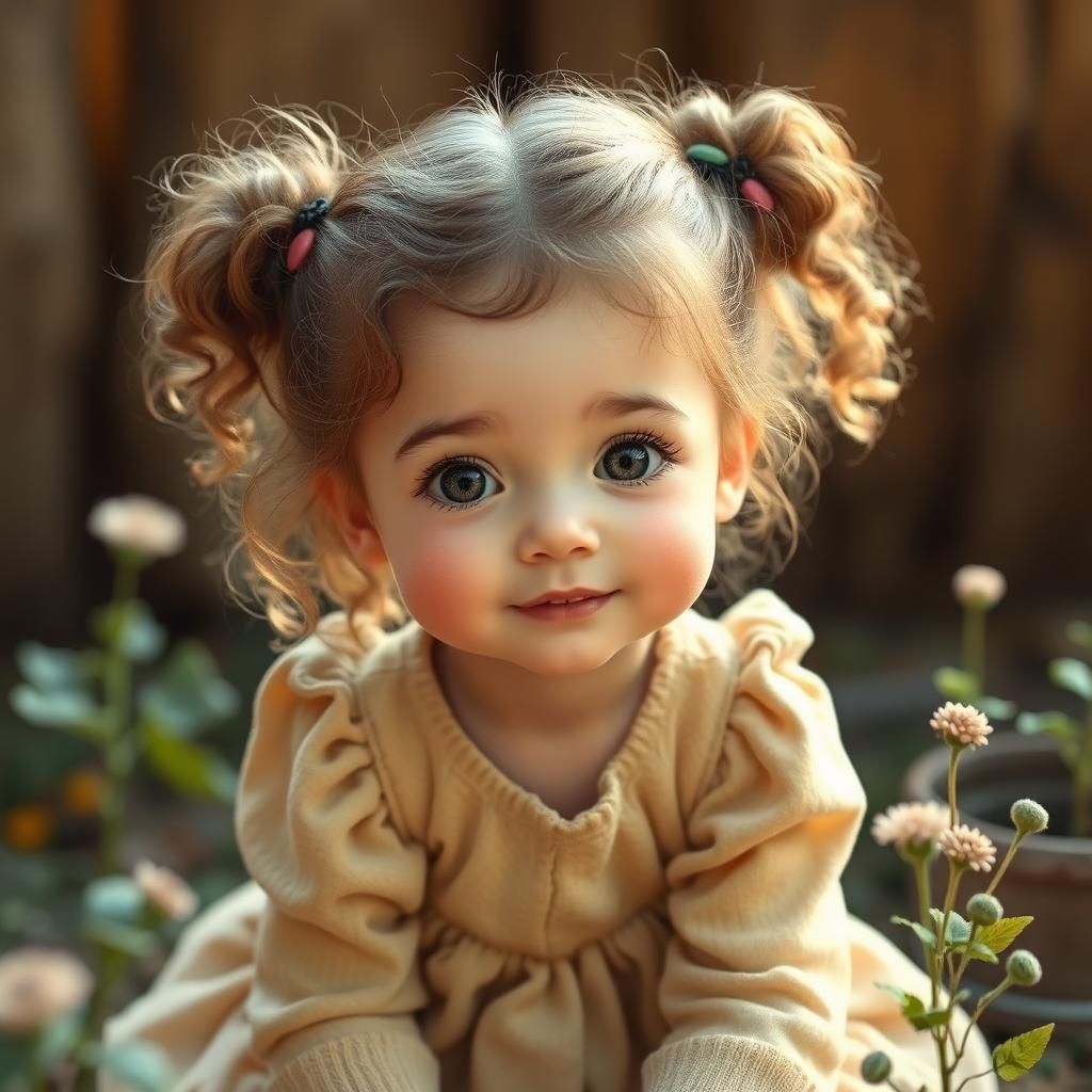 Innocent Girl in Whimsical Storybook Illustration Style