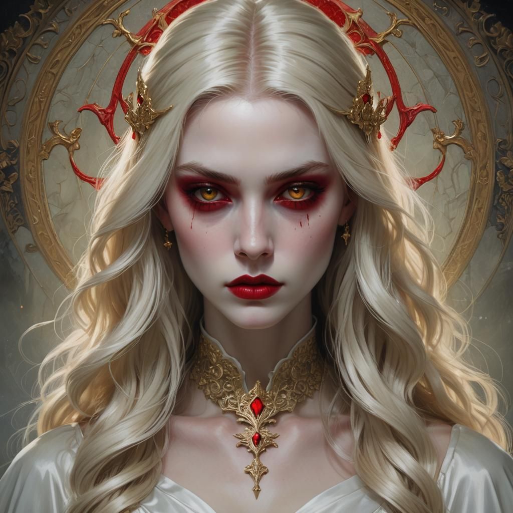 Vampiric Teen Portrait in Detailed Fantasy Art Style