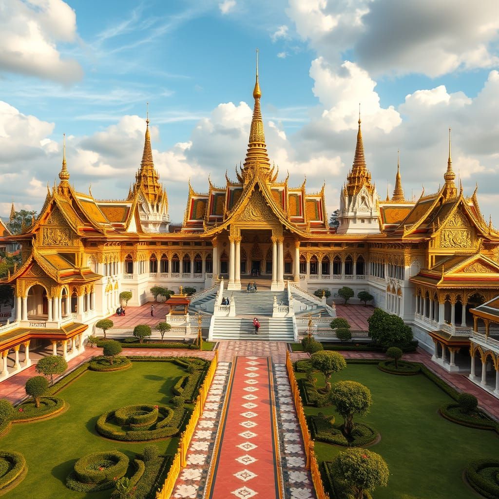 Surreal Thai-European Grand Temple-Palace with Celestial Arc...