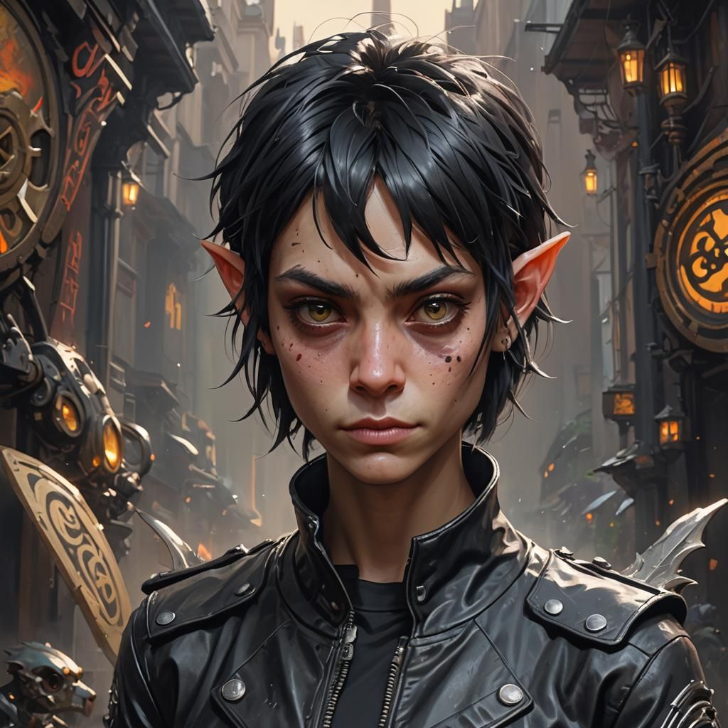 Goblin Teen Portrait in Hyperdetailed Art Style