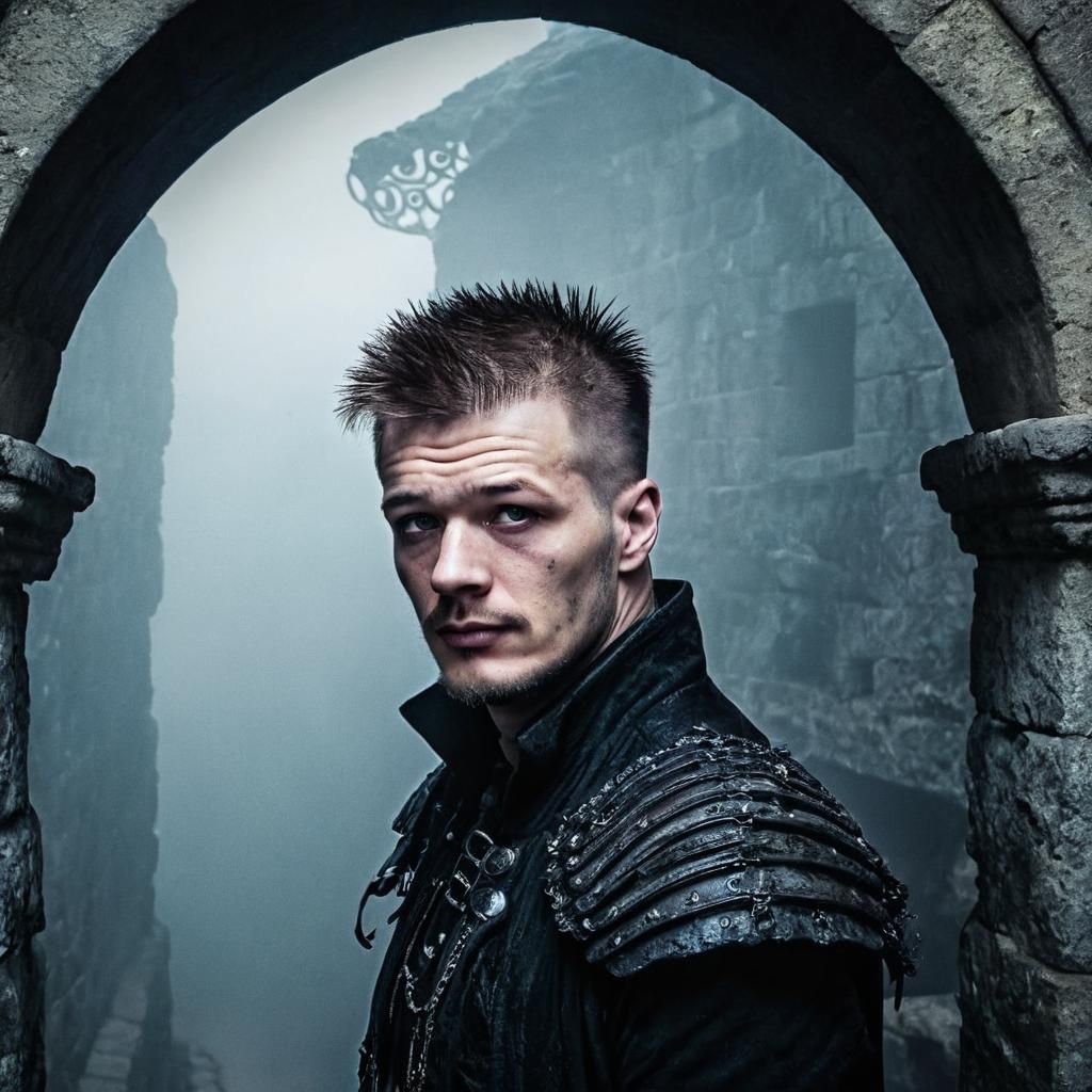 Mysterious Gothic Portrait with Raven in Chiaroscuro Style