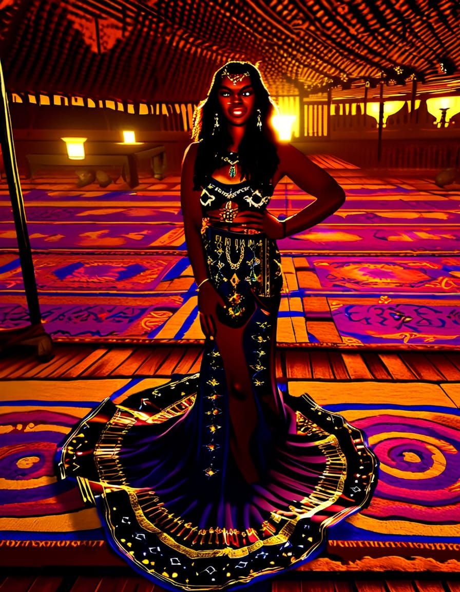 Mystical Arabian Nights Vampire in Vibrant Oil Painting