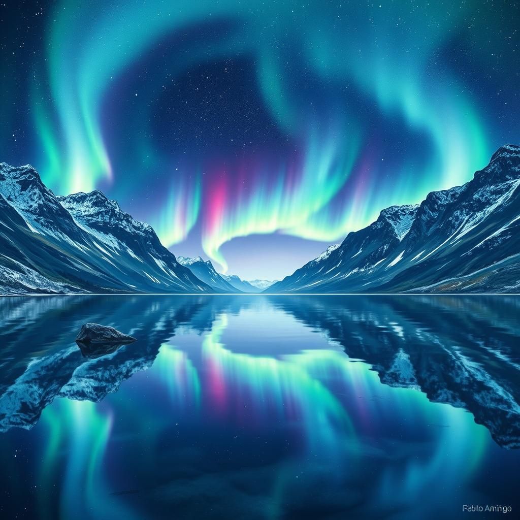 Luminous Aurora Borealis Over Majestic Lake