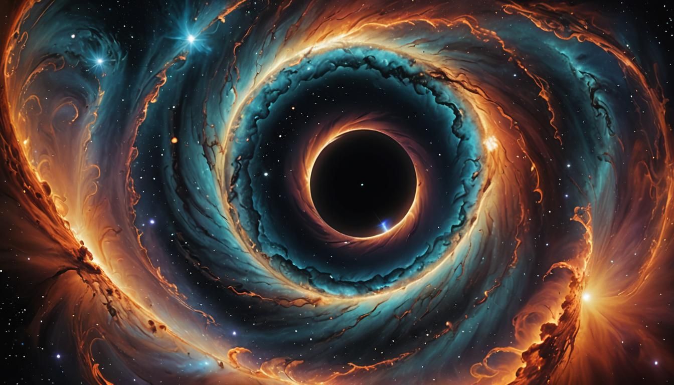 Surreal Cosmic Black Hole Landscape in Pastel Colors