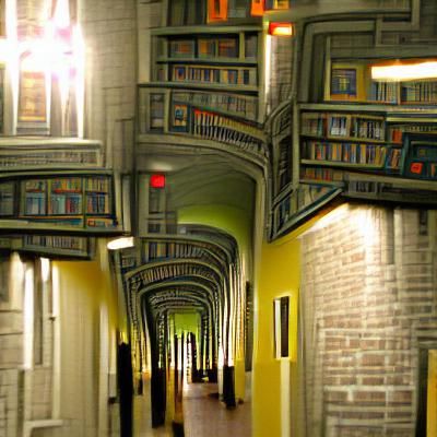 Endless Victorian Library Corridor