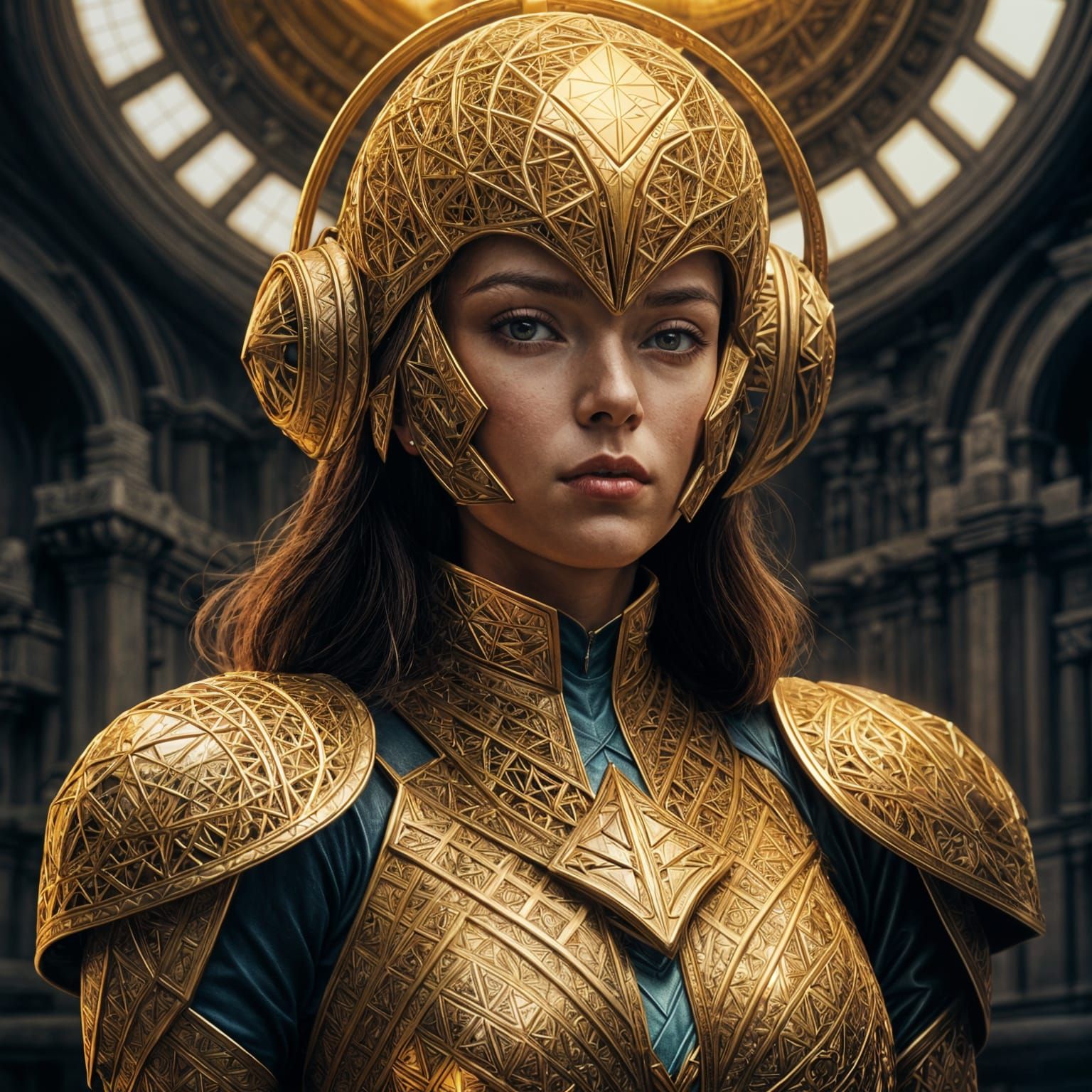 Ethereal Goddess in Hyperrealistic Armor